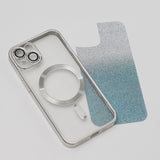 Zaščitni etui Glitter modri MagSafe srebrni rob Apple iPhone 13 Pro (6.1) - prozorni