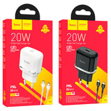 Hišni / zidni polnilec Hoco N24 - hitri polnilec 1xUSB Type-C PD 20W - beli