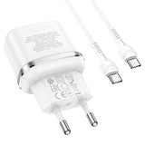 Hišni / zidni polnilec Hoco N24 - hitri polnilec 1xUSB Type-C PD 20W - beli