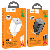 Hišni / zidni polnilec Hoco N40 - hitri polnilec 1xUSB Type-C PD 20W - beli