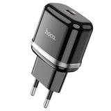 Hišni / zidni polnilec Hoco N24 - hitri polnilec 1xUSB Type-C PD 20W - črni