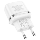 Hišni / zidni polnilec Hoco N24 - hitri polnilec 1xUSB Type-C PD 20W - beli
