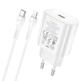 Hišni / zidni polnilec Hoco N22 Jetta - hitri polnilec 1xUSB Type-C PD 25W + podatkovni / polnilni kabel Type C - beli