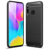 Gumijasti / gel etui Carbon za Huawei P40 Lite E - črni - mobiline.si