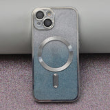 Zaščitni etui Glitter modri MagSafe srebrni rob Apple iPhone 13 Pro (6.1) - prozorni