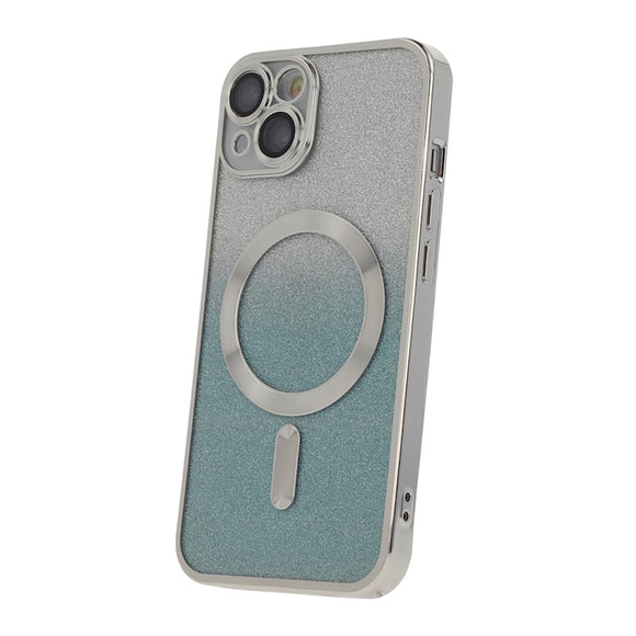Zaščitni etui Glitter modri MagSafe srebrni rob Apple iPhone 13 Pro (6.1) - prozorni