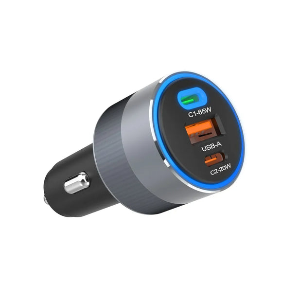 Avto polnilec Forcell F-Energy - 1xUSB + 2xUSB Type-C 85W - črni