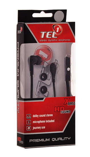 Univerzalne slušalke z mikrofonom črne za Tel1 Prestige - mobiline.si