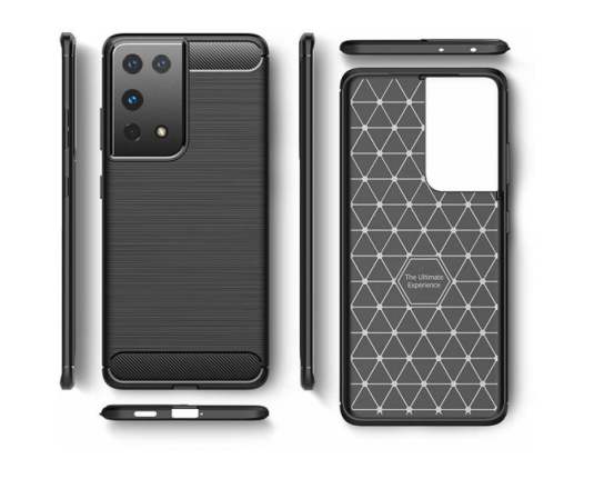 Gumijasti / gel etui Carbon za Samsung Galaxy S21 - črni
