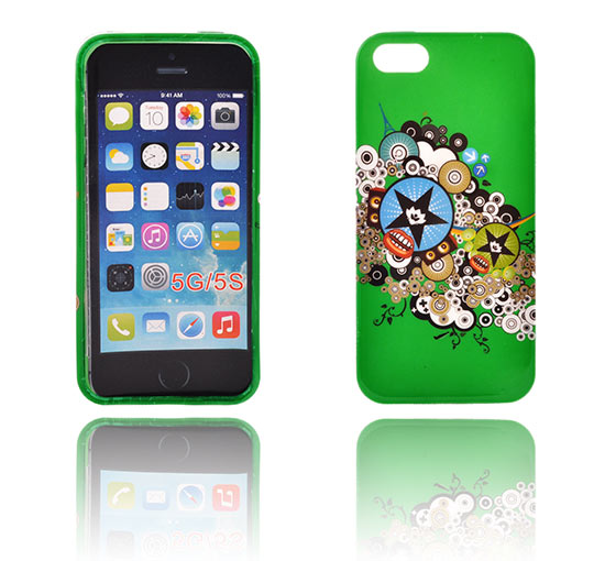 Gumijasti / gel etui Art za Apple iPhone SE / iPhone 5S / iPhone 5 - zeleni s krogi - mobiline.si