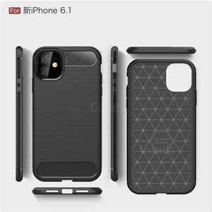 Gumijasti / gel etui Carbon za Apple iPhone 12 / 12 Pro (6.1") - črni - mobiline.si